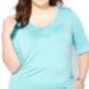 T-SHIRT, RELAXED FIT, ARUBA BLUE (Aqua), SIZE 4X, SCOOP NECK, SHORT SLEEVES,